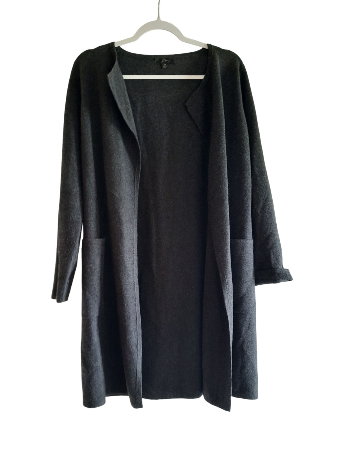 J. Crew Black Wool Blend Open-Front Long Cardigan